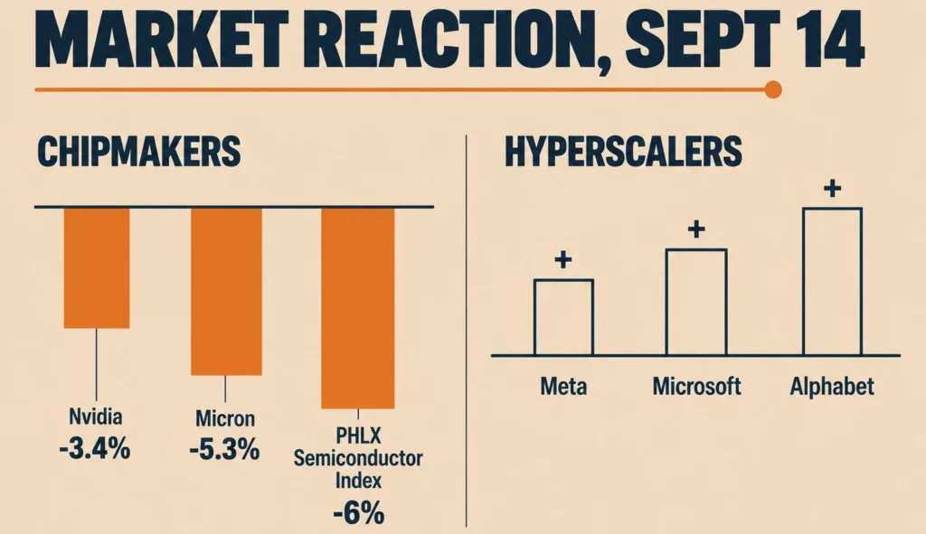 Stock market reaction to AI slowdown debate September 14 2026, chipmakers versus hyperscalers